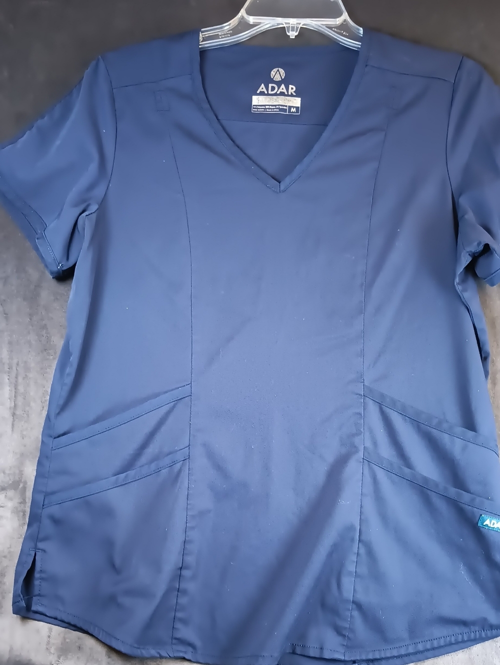 Navy Blue Scrub Top with ADAR Patch